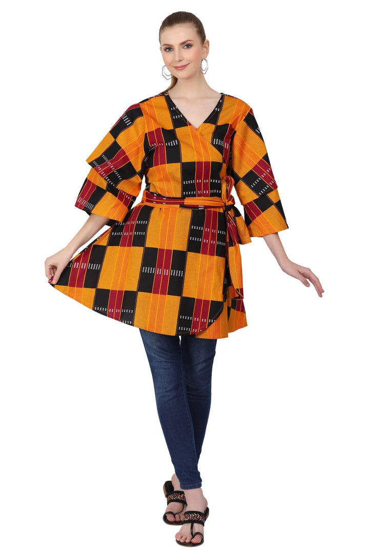 African Print Wrap Blouse 2680 - Advance Apparels Inc