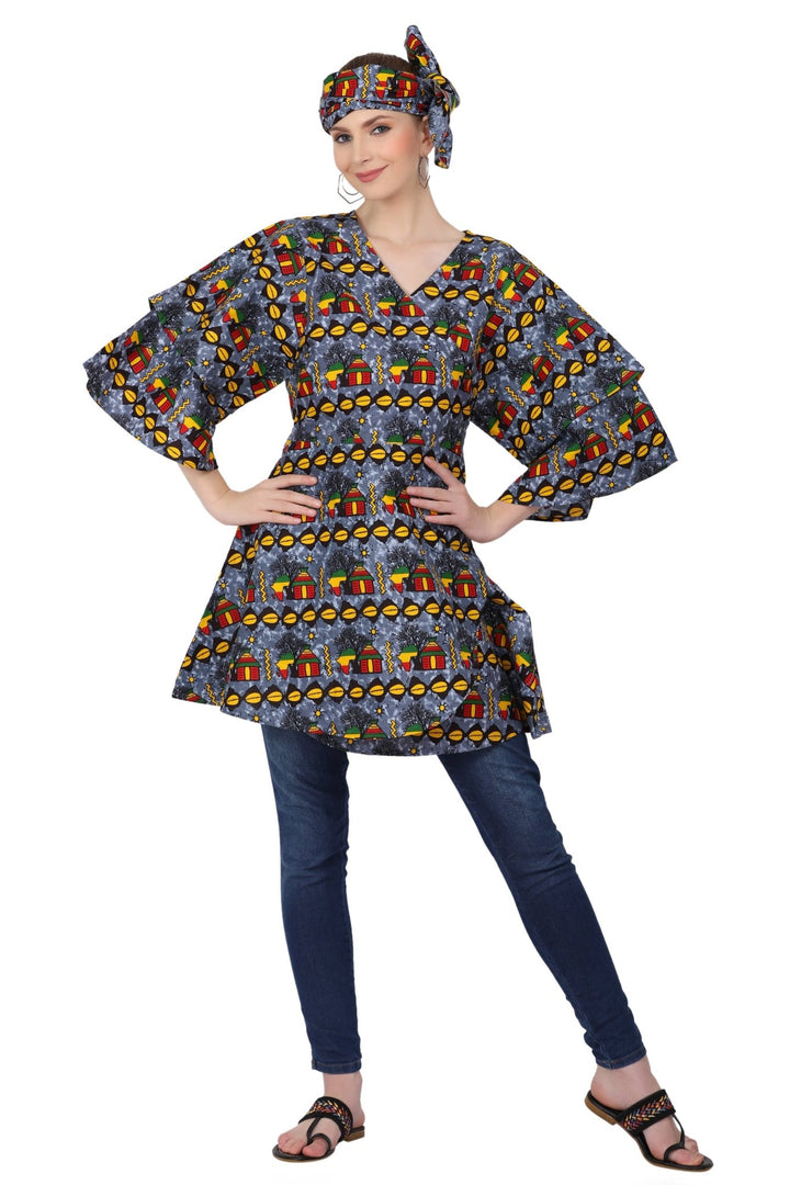 African Print Wrap Blouse 2680 - Advance Apparels Inc