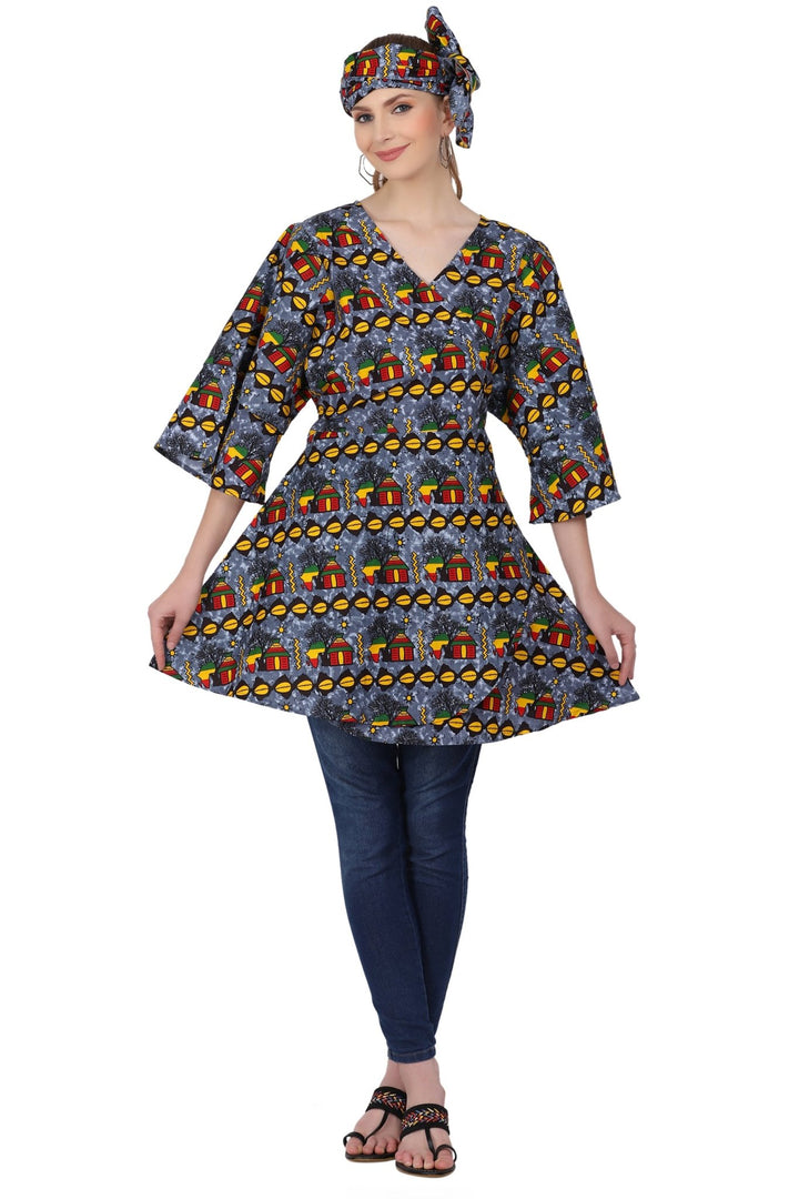 African Print Wrap Blouse 2680 - Advance Apparels Inc