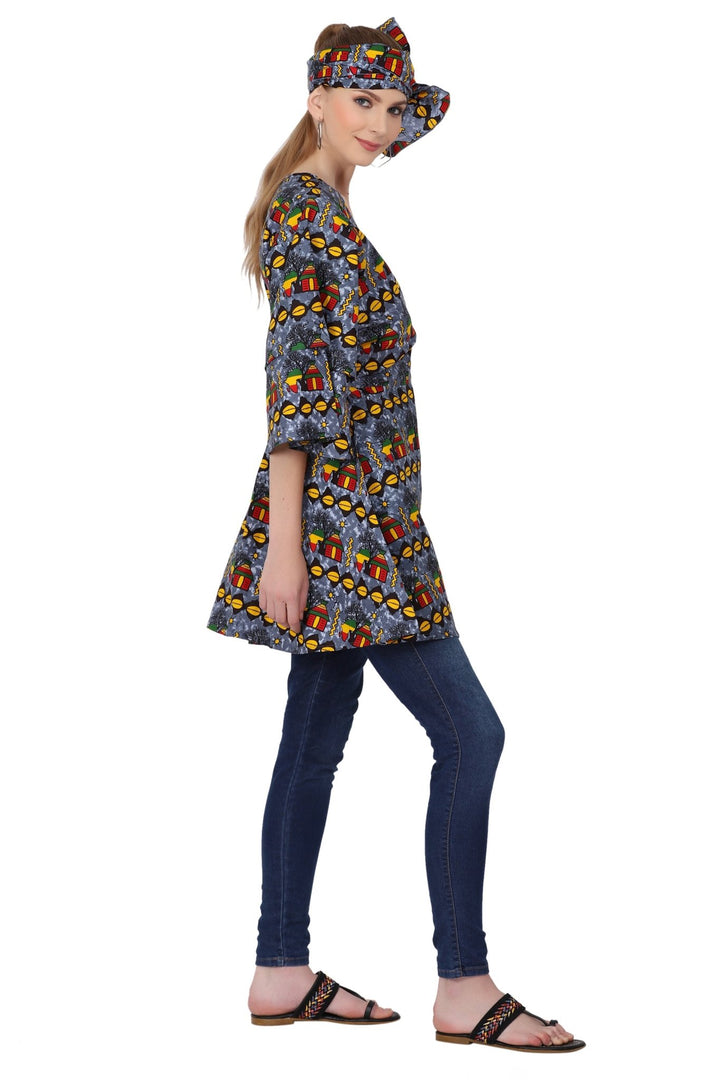 African Print Wrap Blouse 2680 - Advance Apparels Inc