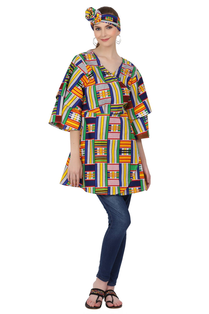 African Print Wrap Blouse 2680 - Advance Apparels Inc