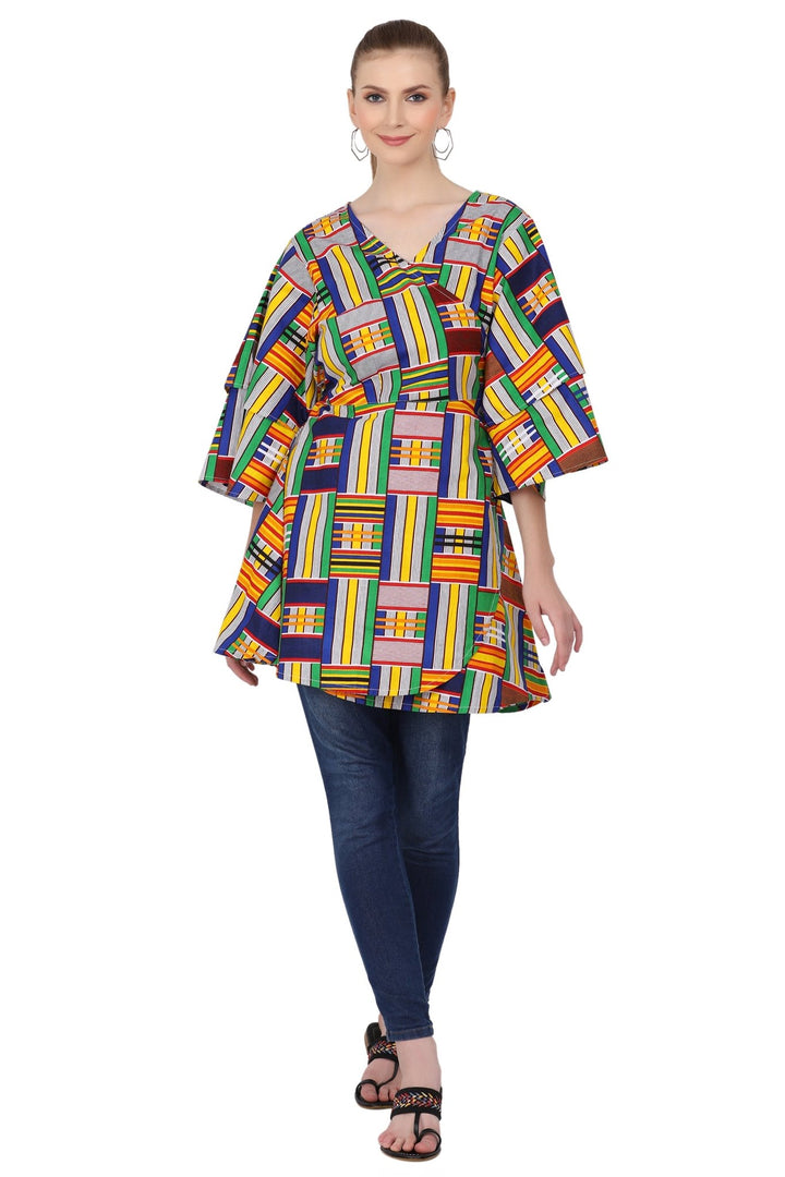 African Print Wrap Blouse 2680 - Advance Apparels Inc