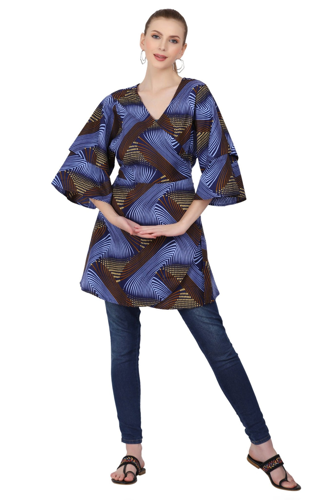 African Print Wrap Blouse 2680 - Advance Apparels Inc