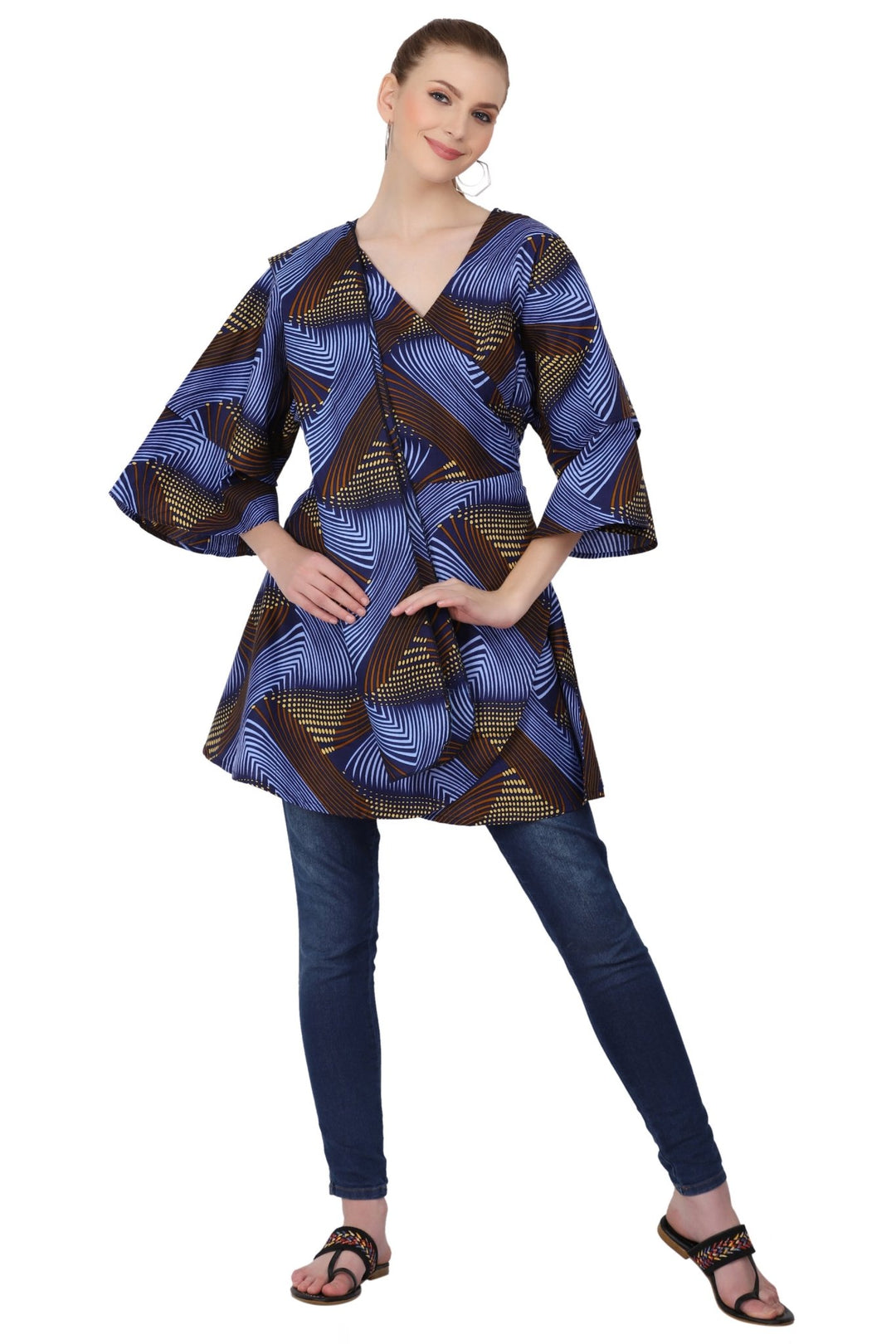 African Print Wrap Blouse 2680 - Advance Apparels Inc