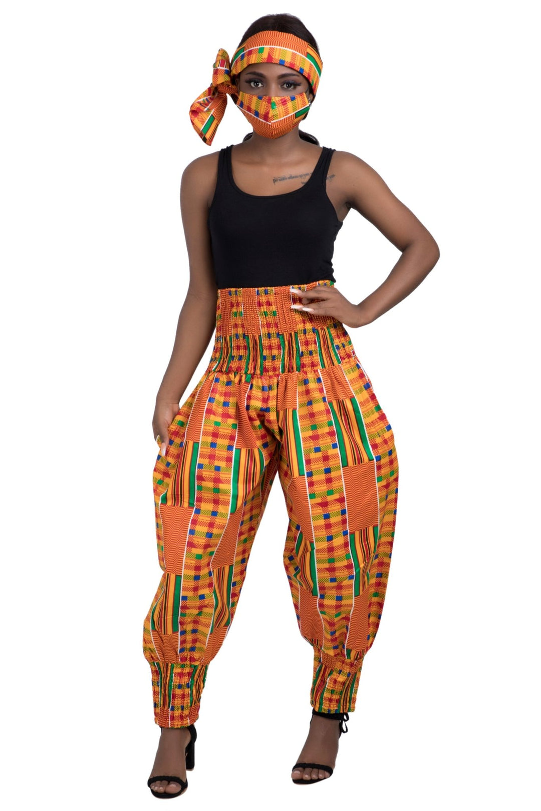 Ankara Palazzo Pants Elastic Ankle Cuff P-081 - Advance Apparels Inc