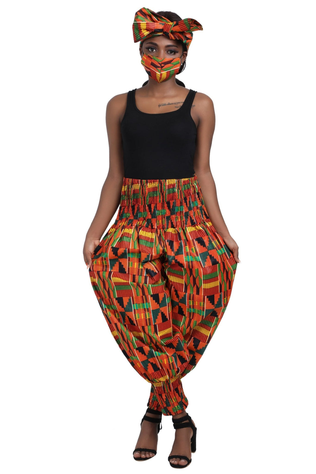 Ankara Palazzo Pants Elastic Ankle Cuff P-081 - Advance Apparels Inc