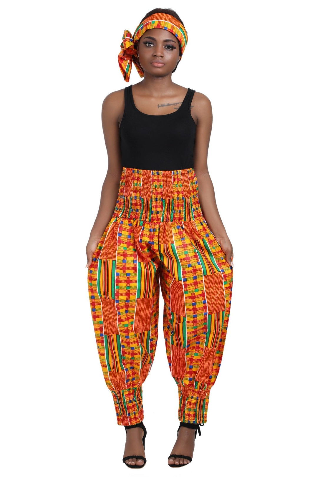 Ankara Palazzo Pants Elastic Ankle Cuff P-081 - Advance Apparels Inc