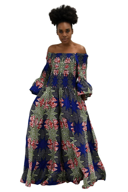 Ankara Print Off Shoulder Palazzo Jumper 2191 - Advance Apparels Inc