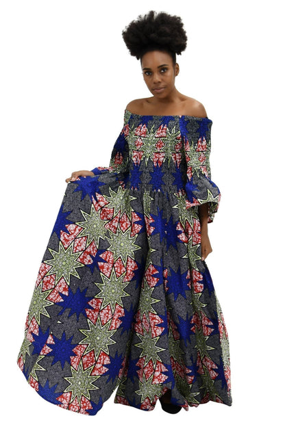 Ankara Print Off Shoulder Palazzo Jumper 2191 - Advance Apparels Inc