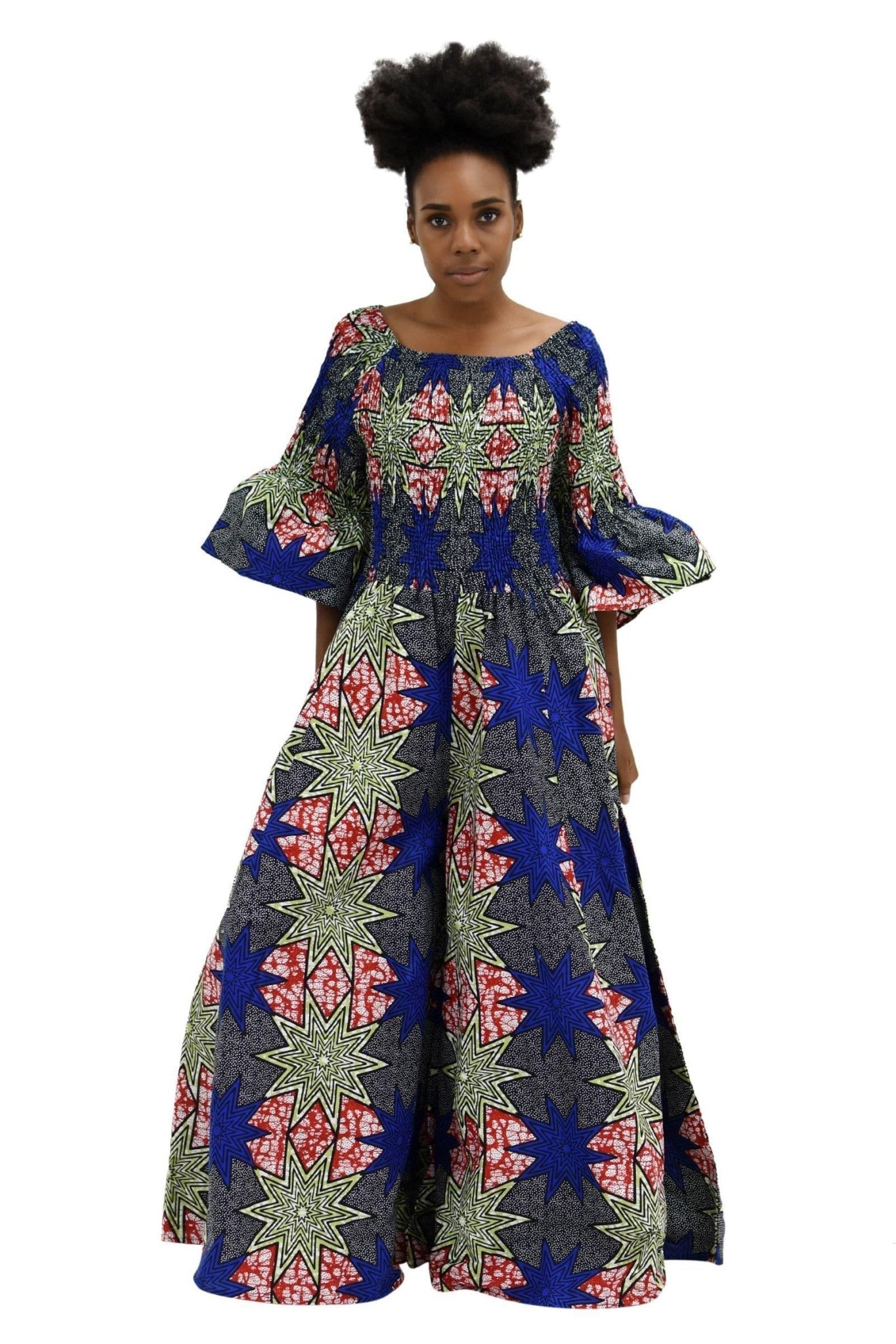 Ankara Print Off Shoulder Palazzo Jumper 2191 - Advance Apparels Inc