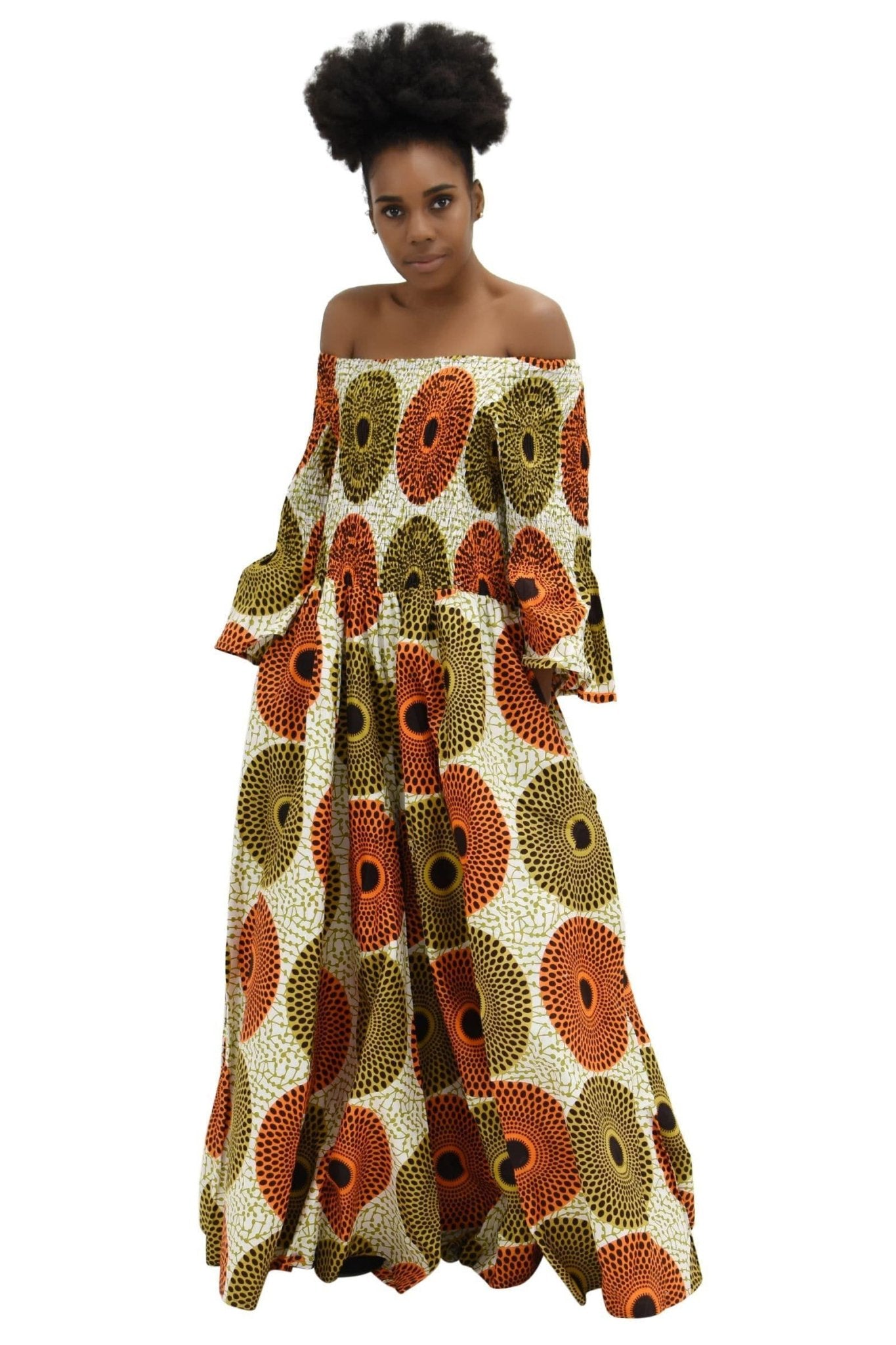 Ankara Print Off Shoulder Palazzo Jumper 2191 - Advance Apparels Inc