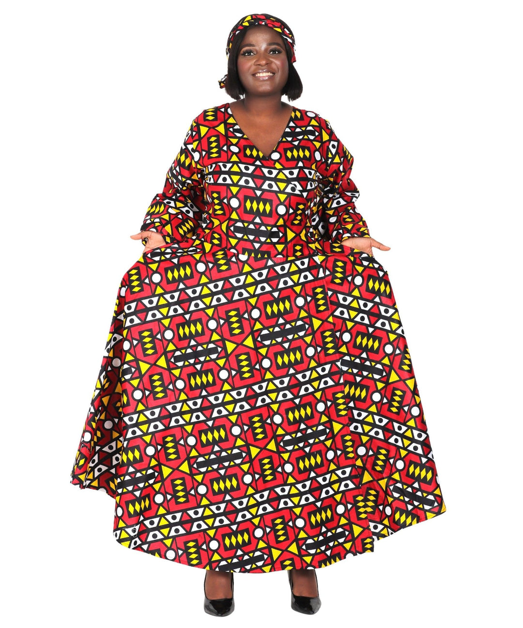 Ankara Print Wrap Dress 1616 - Advance Apparels Inc