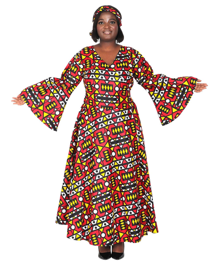 Ankara Print Wrap Dress 1616 - Advance Apparels Inc