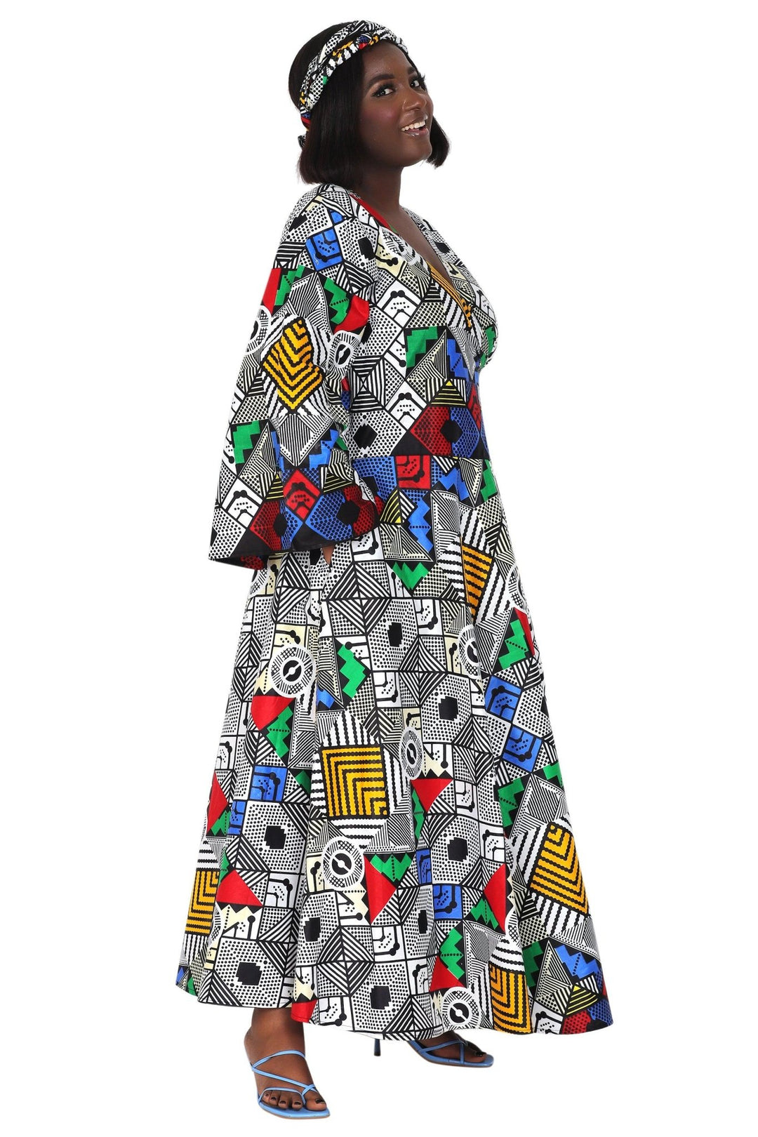 Ankara Print Wrap Dress 1616 - Advance Apparels Inc