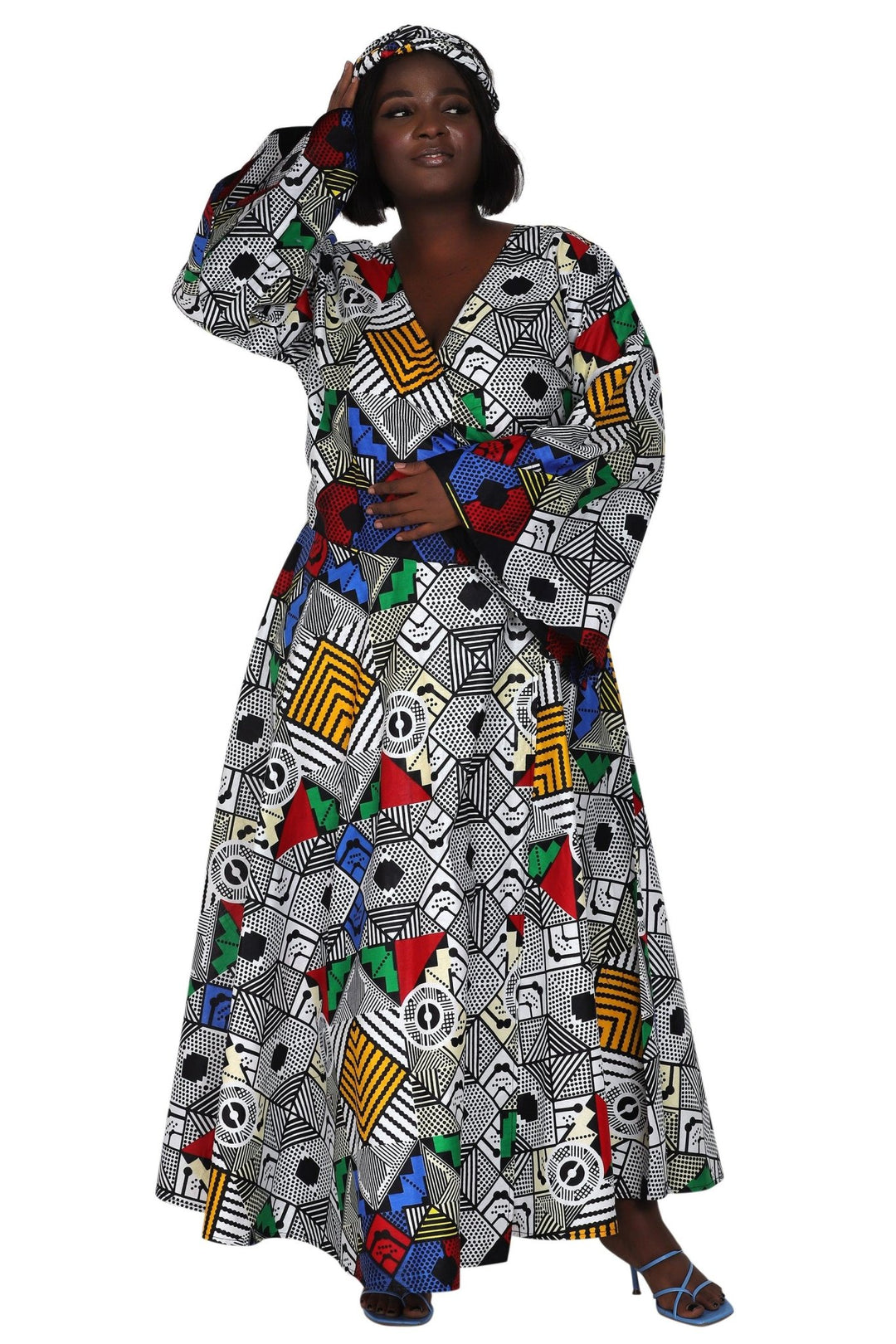 Ankara Print Wrap Dress 1616 - Advance Apparels Inc