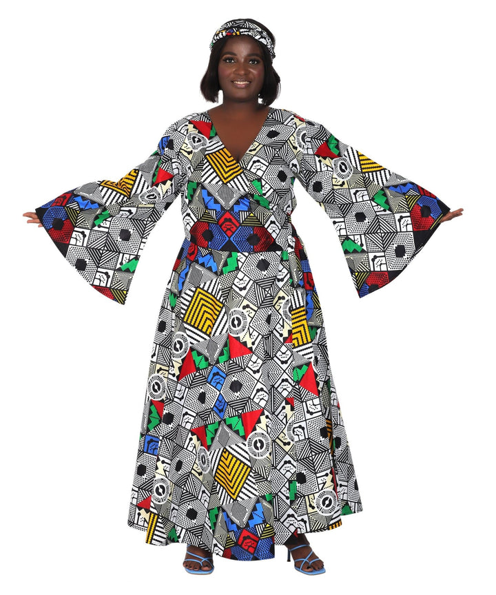 Ankara Print Wrap Dress 1616 - Advance Apparels Inc