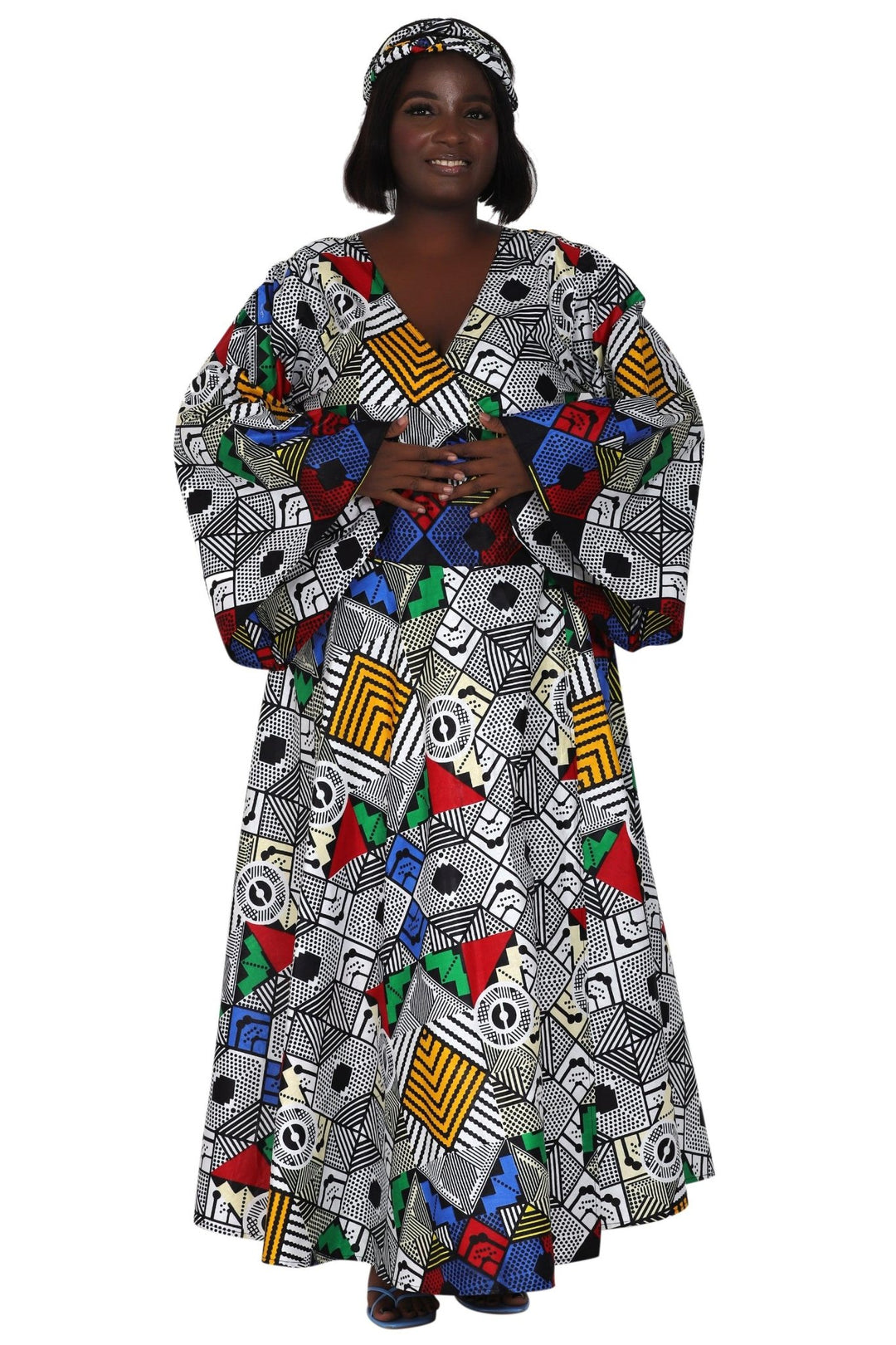 Ankara Print Wrap Dress 1616 - Advance Apparels Inc