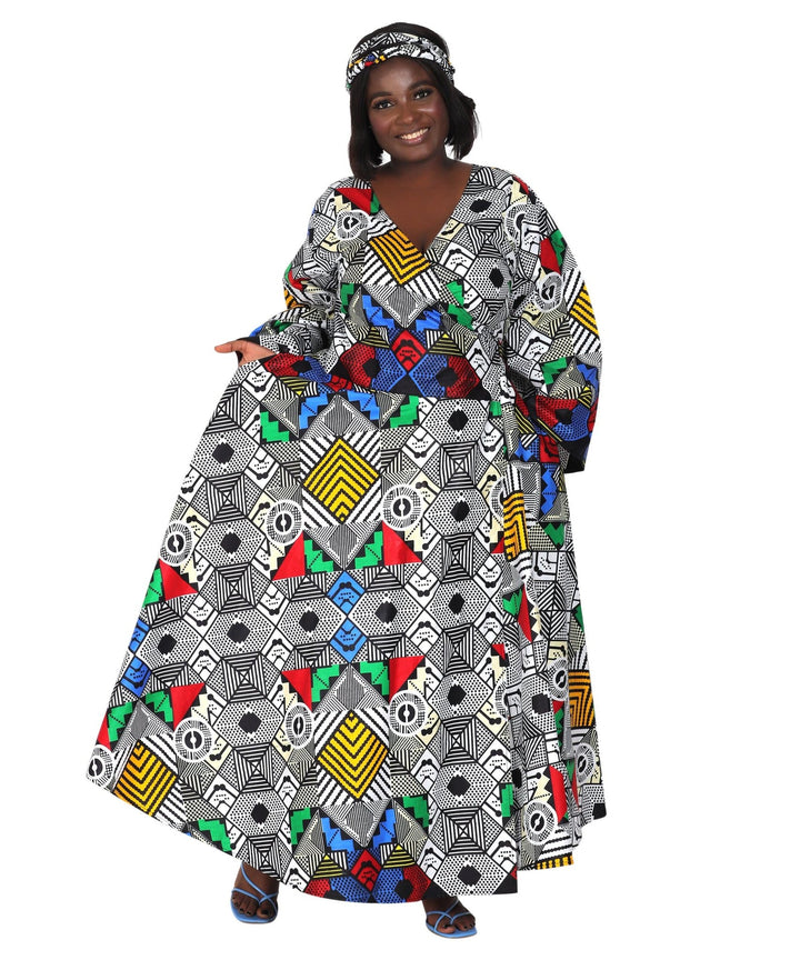 Ankara Print Wrap Dress 1616 - Advance Apparels Inc