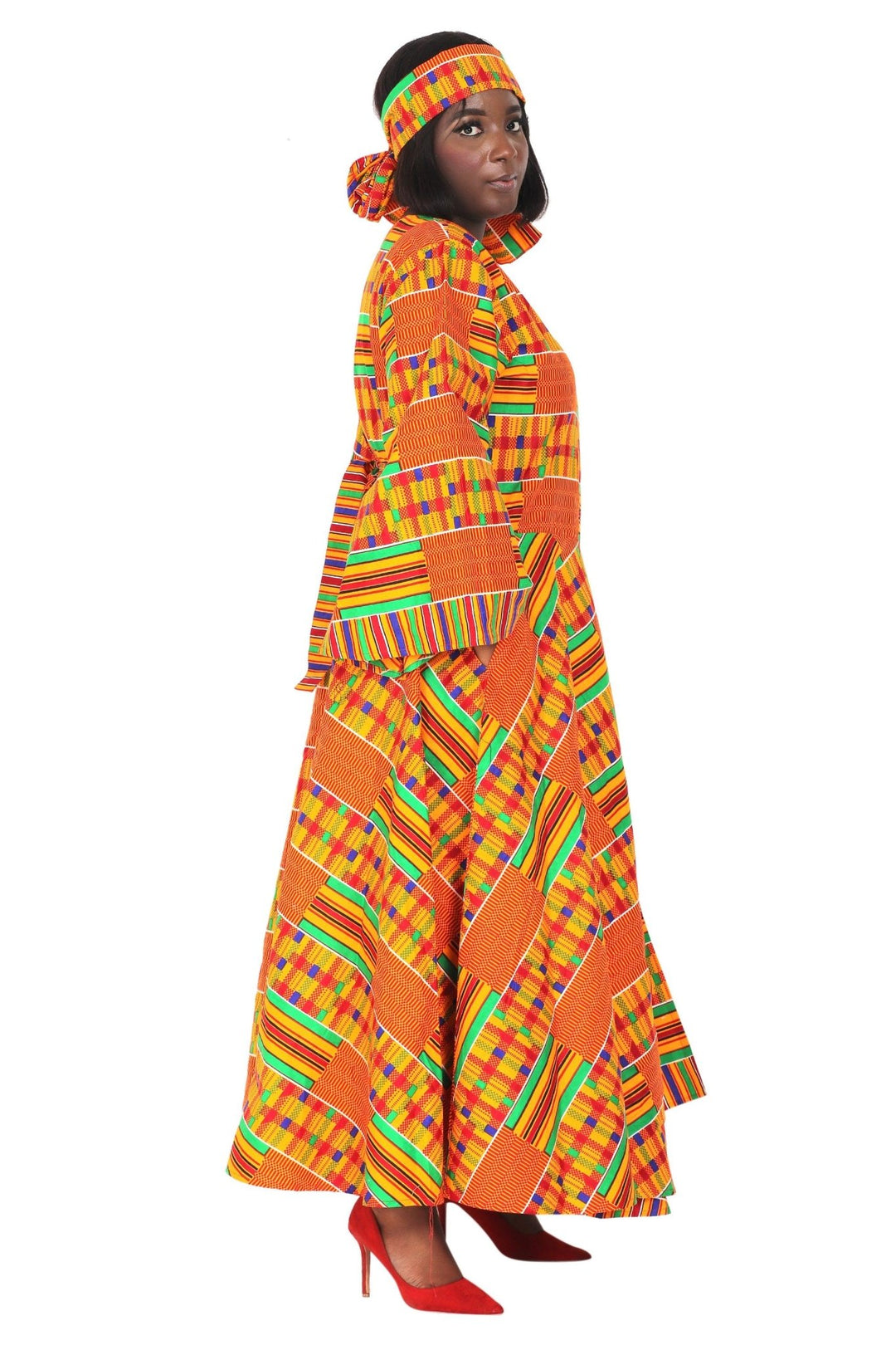 Ankara Print Wrap Dress 1616 - Advance Apparels Inc