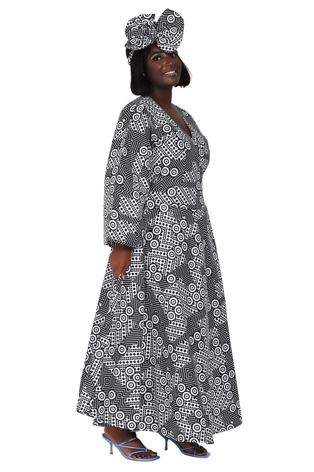 Ankara Print Wrap Dress 1616 - Advance Apparels Inc