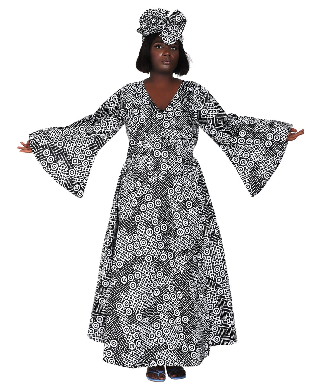 Ankara Print Wrap Dress 1616 - Advance Apparels Inc