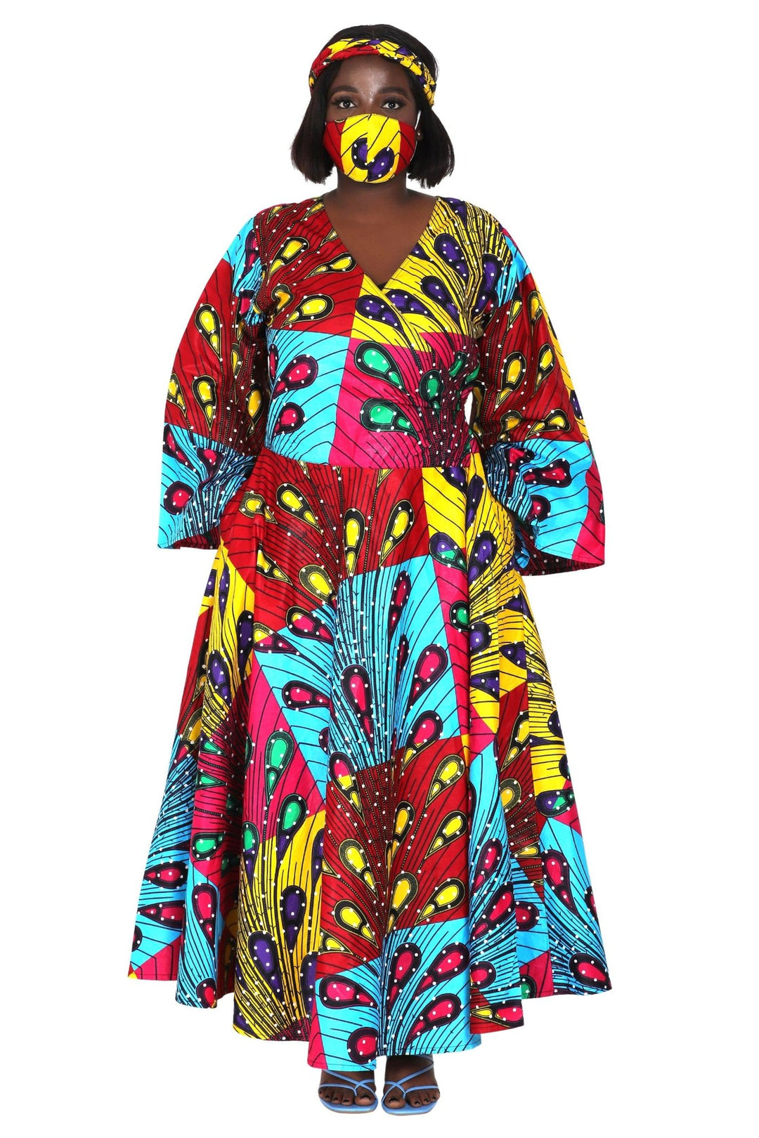 Ankara Print Wrap Dress 1616 - Advance Apparels Inc