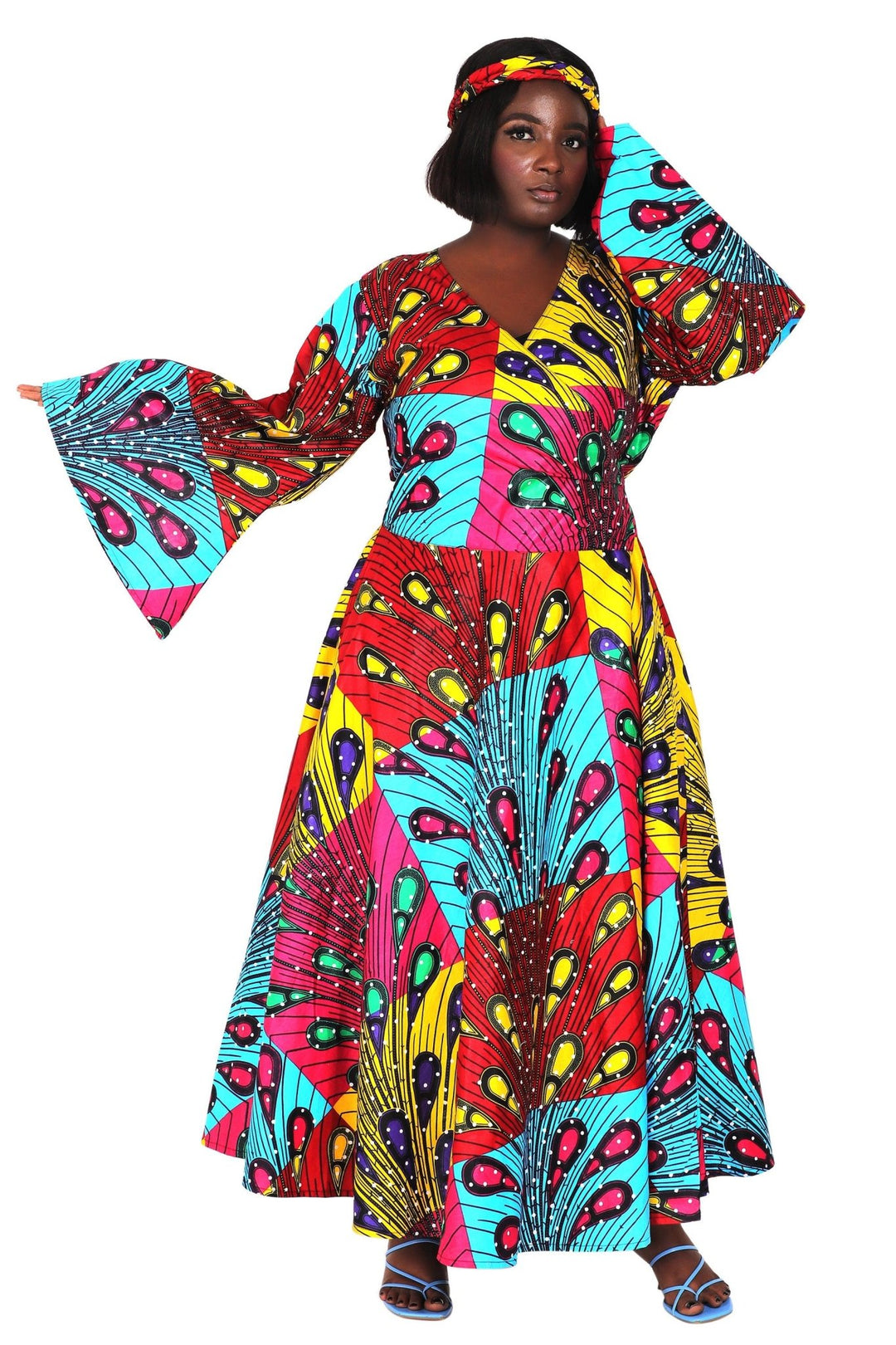 Ankara Print Wrap Dress 1616 - Advance Apparels Inc