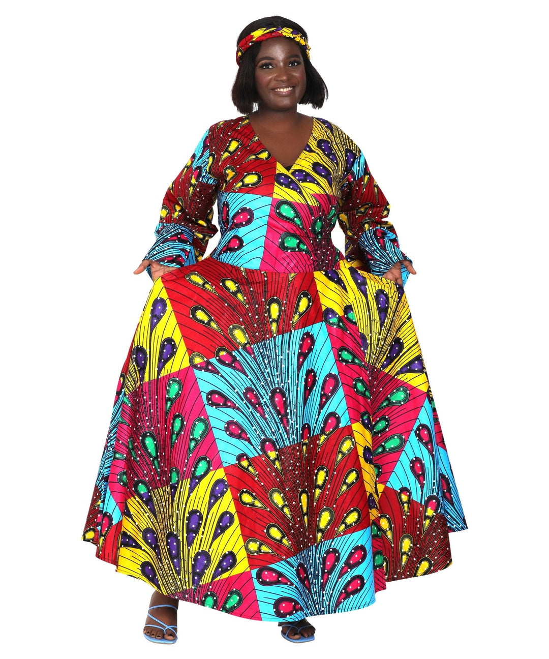 Ankara Print Wrap Dress 1616 - Advance Apparels Inc