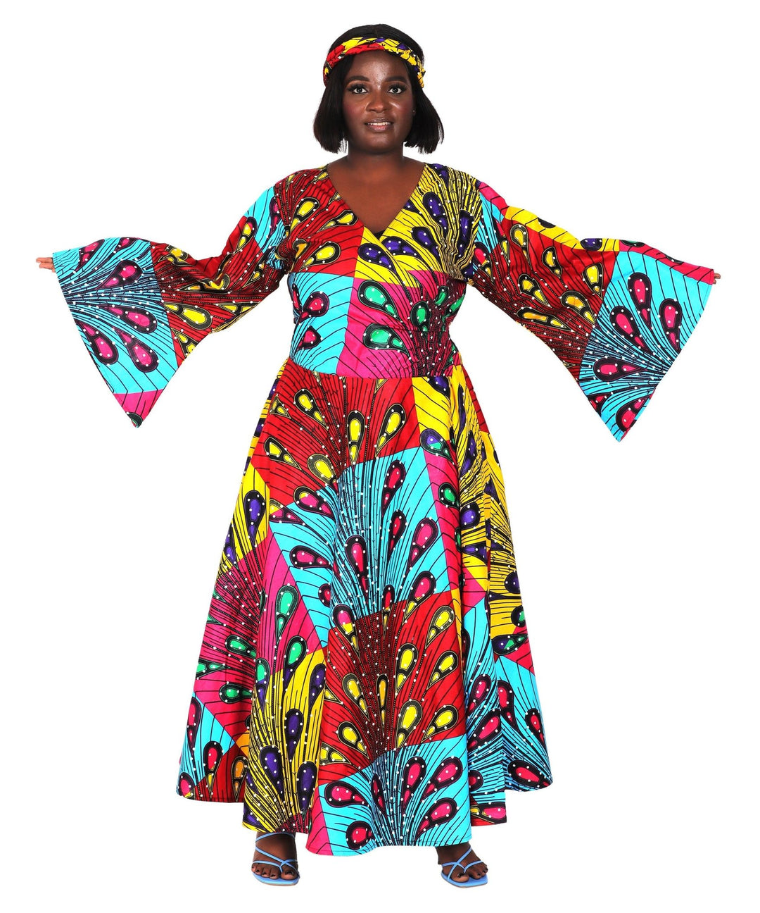 Ankara Print Wrap Dress 1616 - Advance Apparels Inc