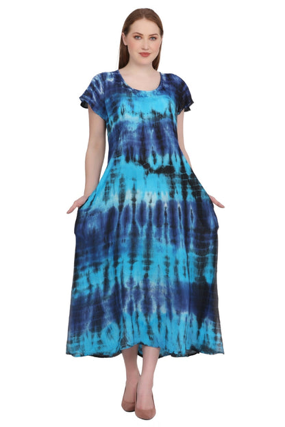 Back Tie Cap Sleeve Tie Dye Dress 522118 - Advance Apparels Inc