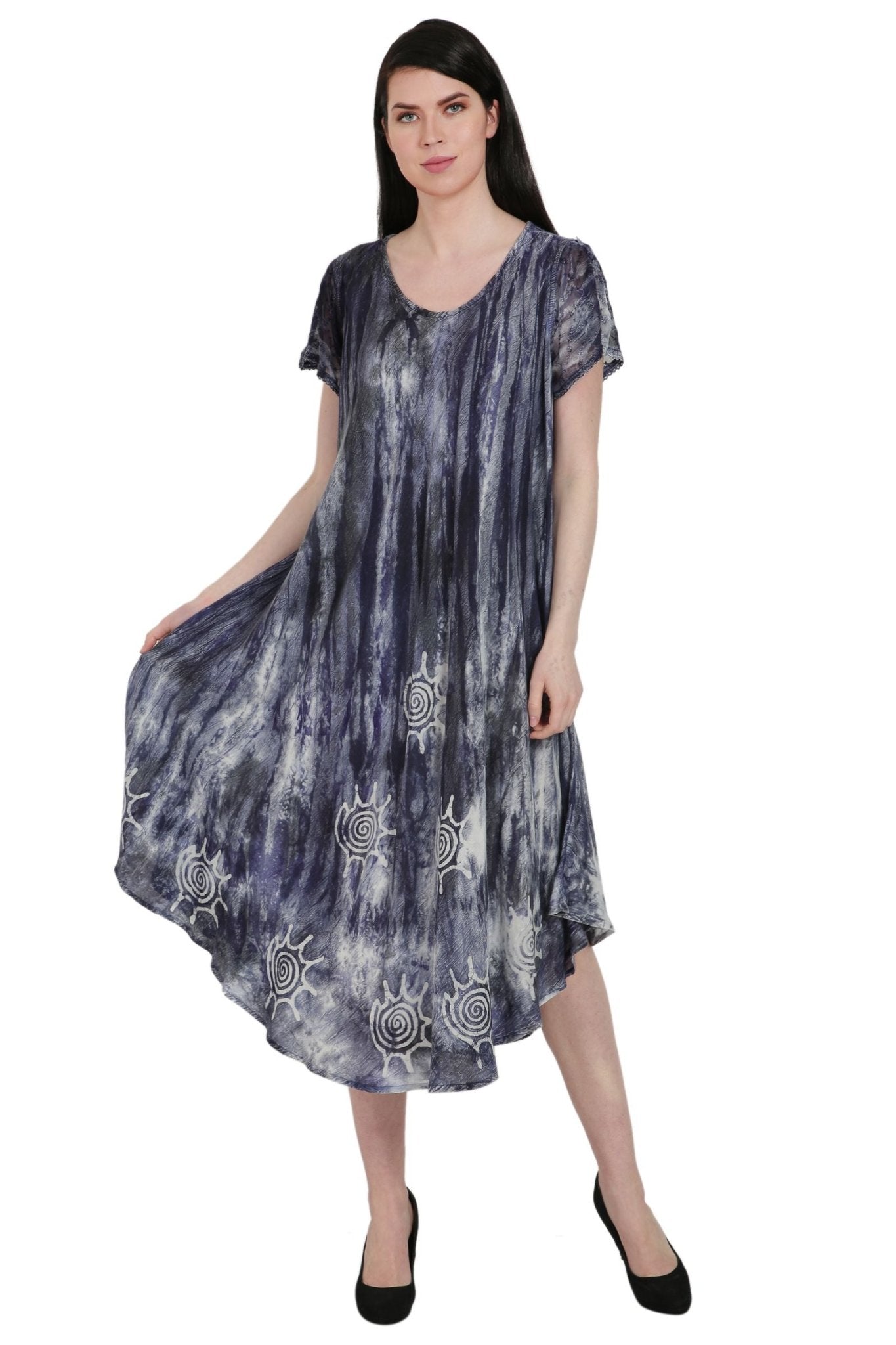 Batik + Tie Dye Trapeze Dress UDS52-2438 - Advance Apparels Inc