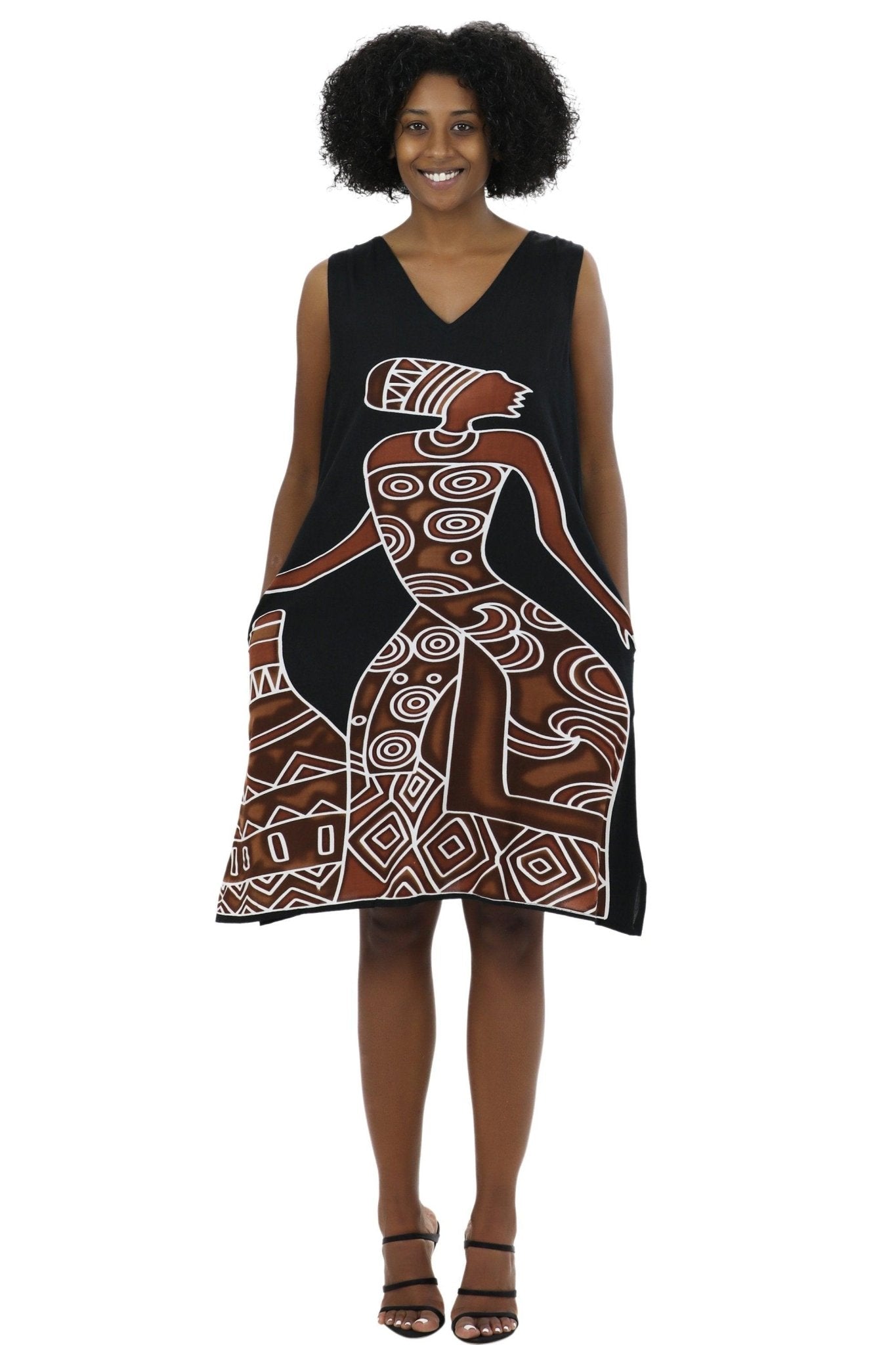 BD21085 Short Batik African Print Sleeveless Dress - Advance Apparels Inc