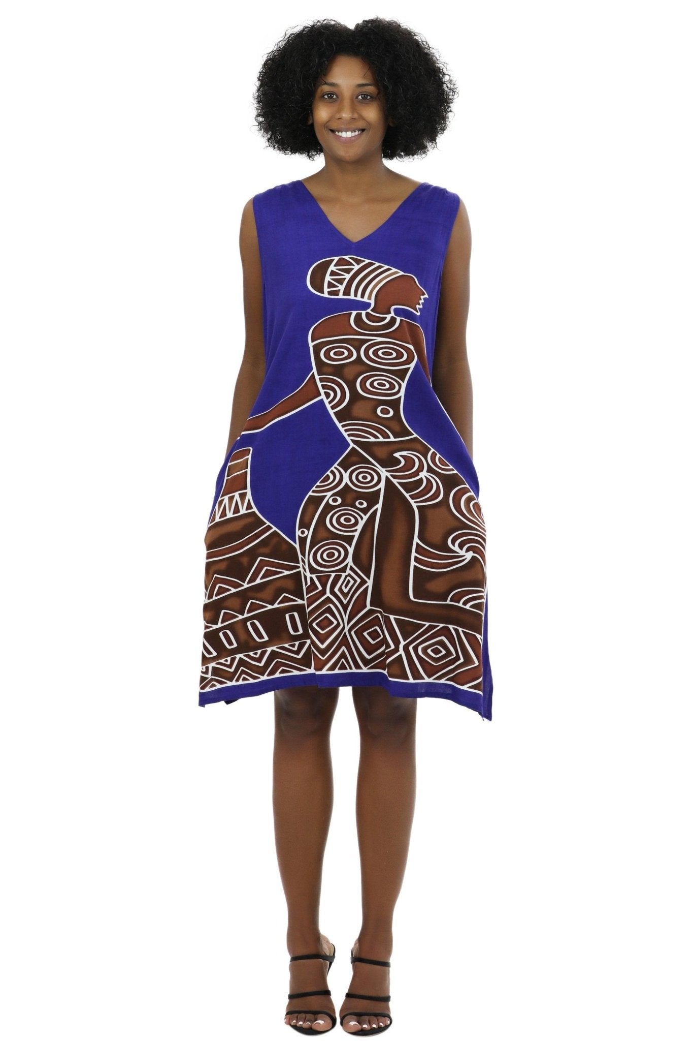 BD21085 Short Batik African Print Sleeveless Dress - Advance Apparels Inc