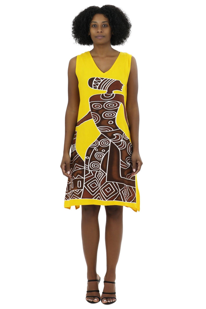 BD21085 Short Batik African Print Sleeveless Dress - Advance Apparels Inc