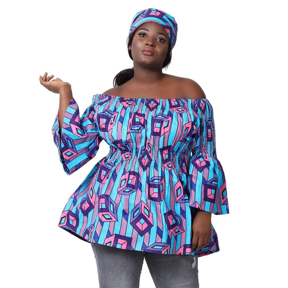 Bell Sleeve African Print Blouse 2229 - Advance Apparels Inc