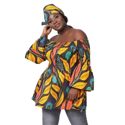 Bell Sleeve African Print Blouse 2229 - Advance Apparels Inc