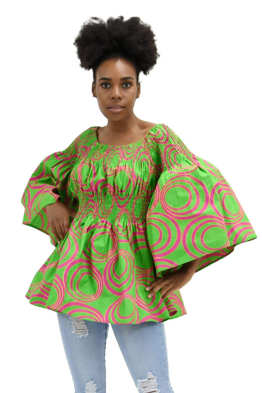 Bell Sleeve African Print Blouse 2291 - Advance Apparels Inc