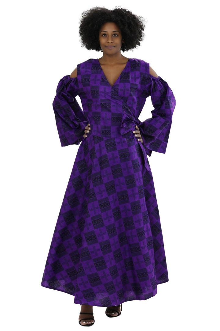 Bell Sleeves African Print Wrap Dress 1918 - Advance Apparels Inc