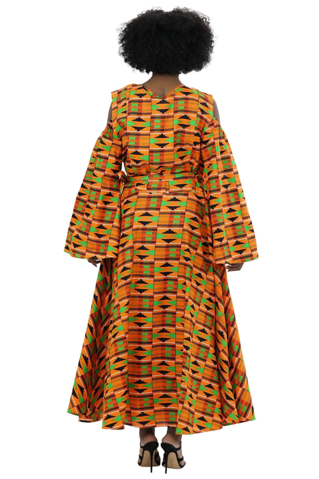 Bell Sleeves African Print Wrap Dress 1918 - Advance Apparels Inc