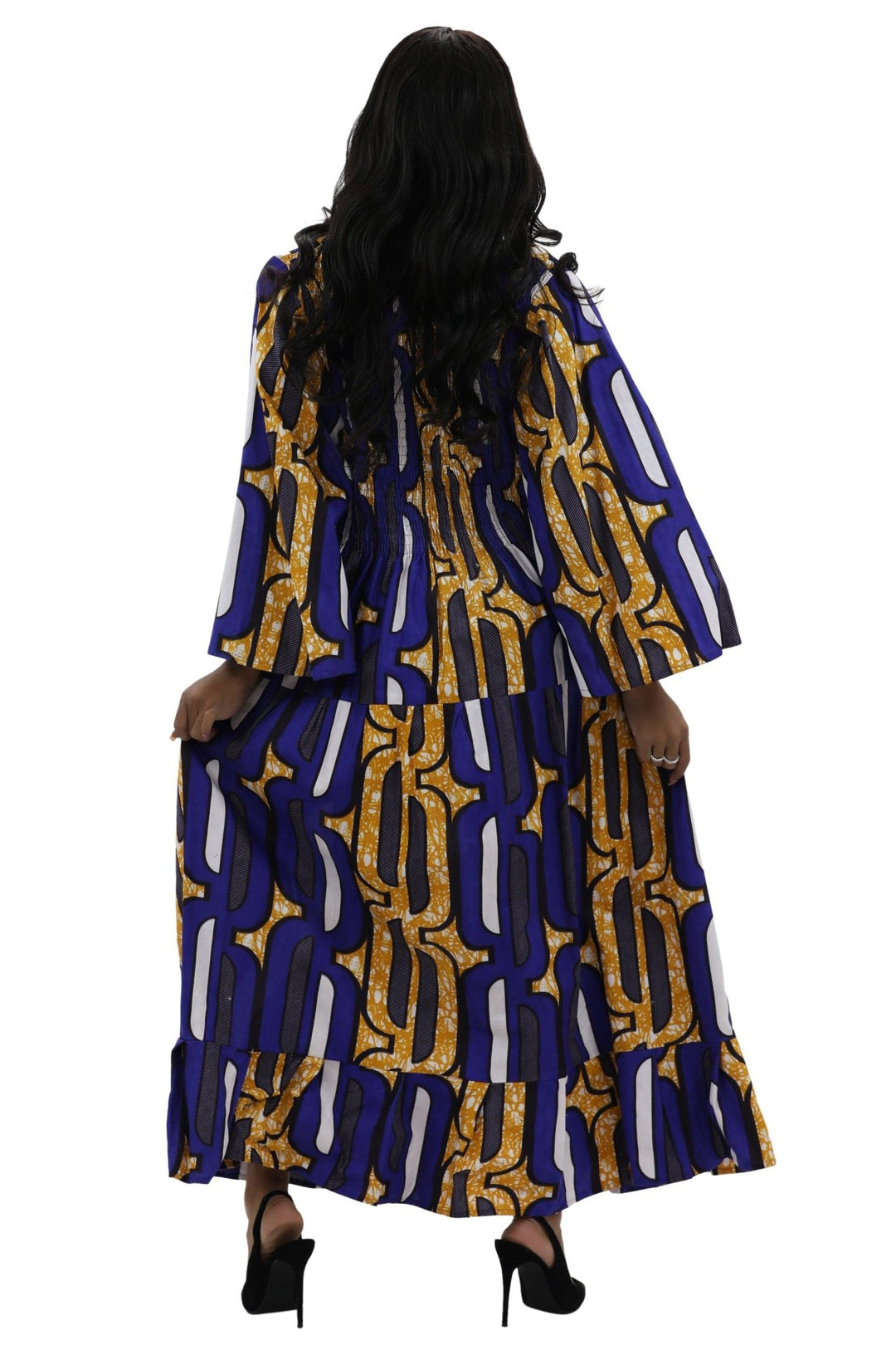 Bell Sleeves Long African Print Maxi Dress 2183 - Advance Apparels Inc