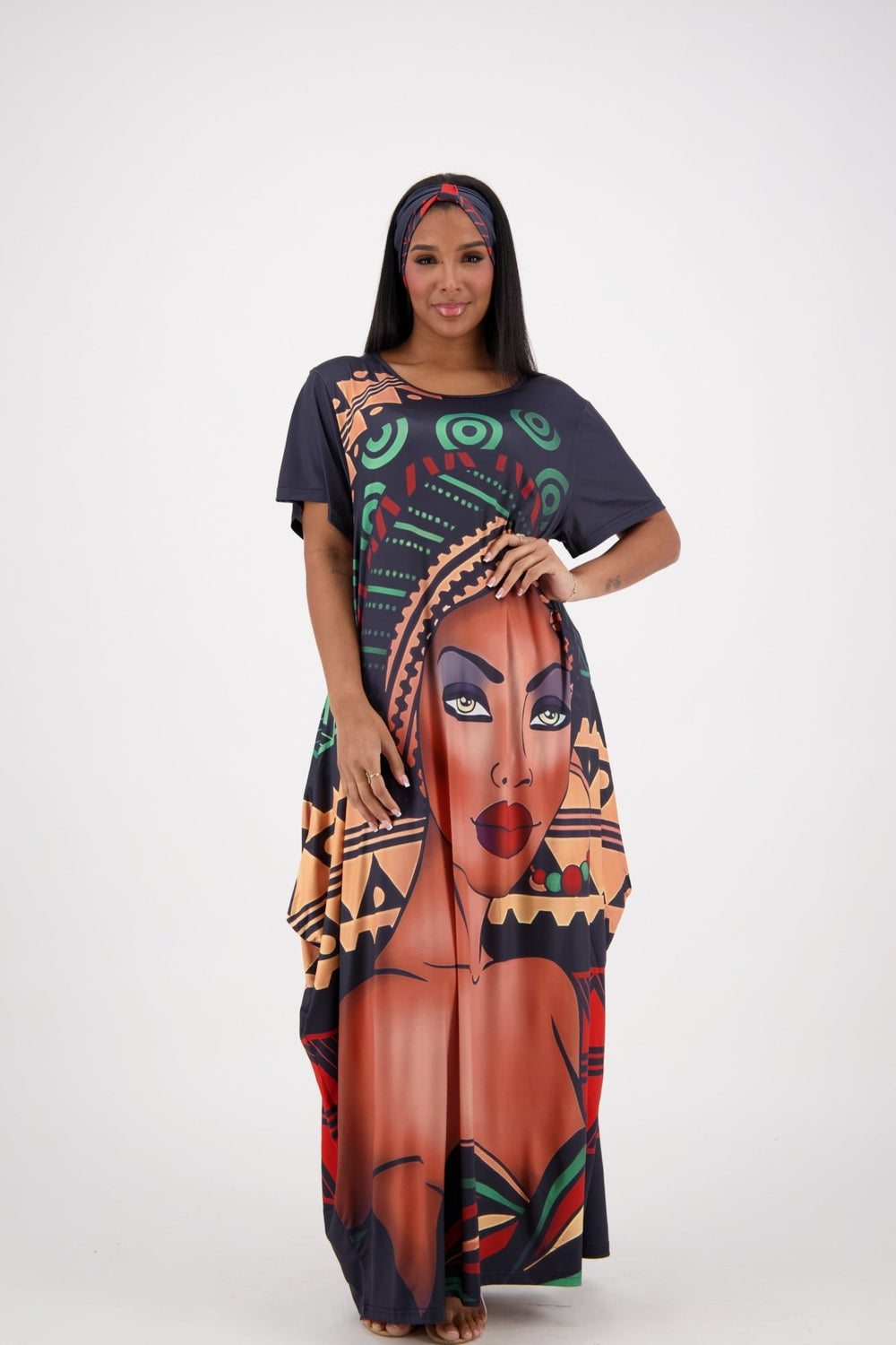 Black/Red/Green Tribal Print Kaftan CH8864 - Advance Apparels Inc