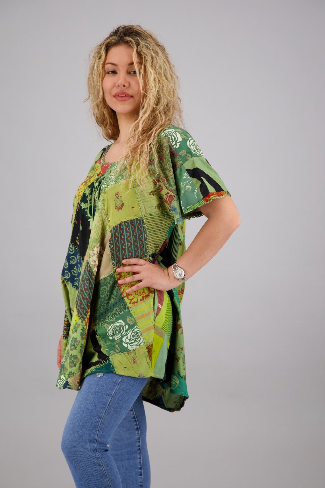 Bohemian Patchwork Blouse PAT3267 - Advance Apparels Inc