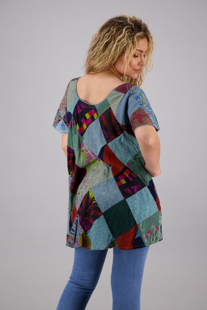 Bohemian Patchwork Blouse PAT3267 - Advance Apparels Inc