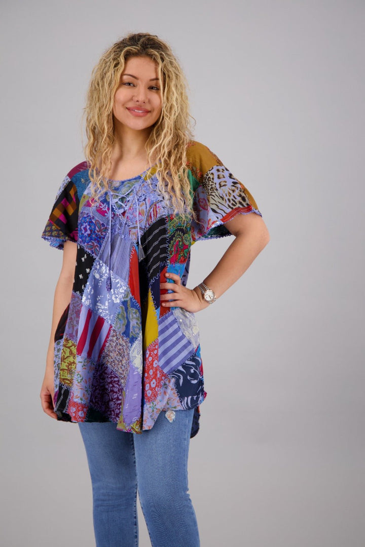 Bohemian Patchwork Blouse PAT3267 - Advance Apparels Inc