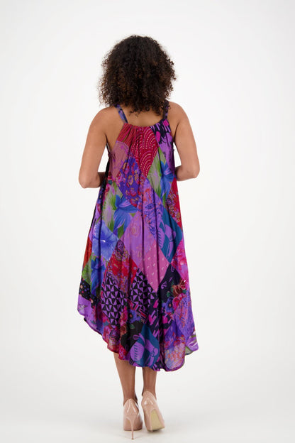 Bohemian Patchwork Long Umbrella Dress PAT-3266 - Advance Apparels Inc