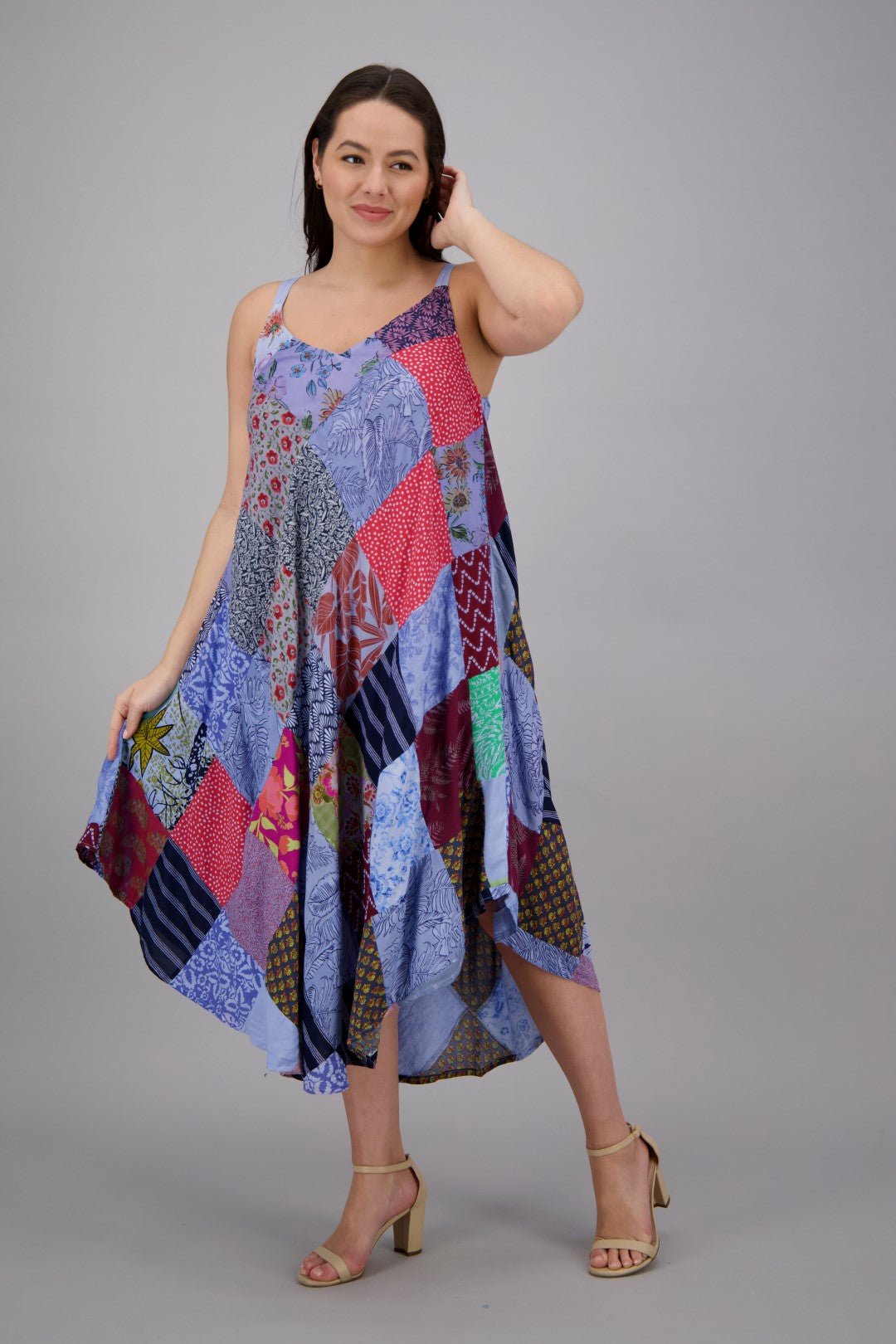 Bohemian Patchwork Long Umbrella Dress PAT-3266 - Advance Apparels Inc