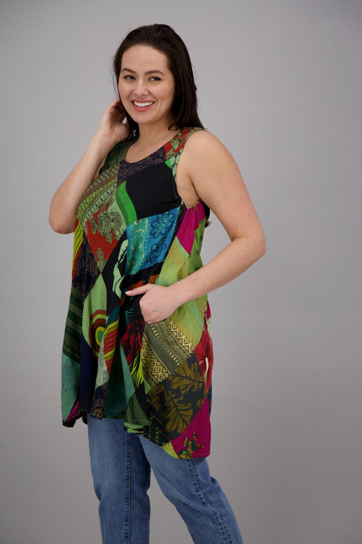 Bohemian Patchwork Umbrella Dress/Tank PAT-3268 - Advance Apparels Inc