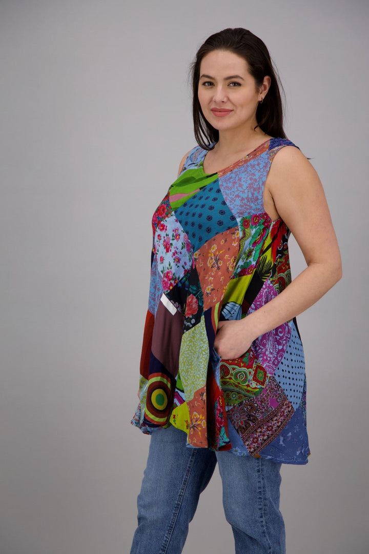 Bohemian Patchwork Umbrella Dress/Tank PAT-3268 - Advance Apparels Inc