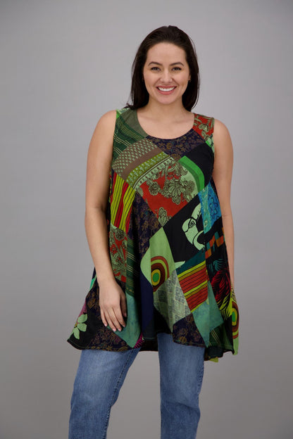 Bohemian Patchwork Umbrella Dress/Tank PAT-3268 - Advance Apparels Inc