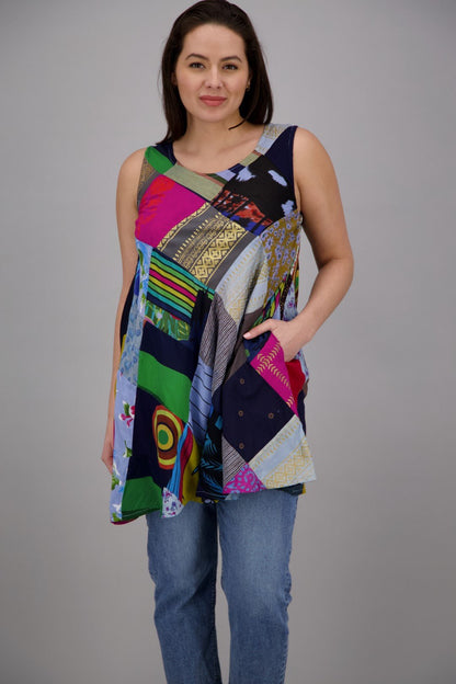 Bohemian Patchwork Umbrella Dress/Tank PAT-3268 - Advance Apparels Inc